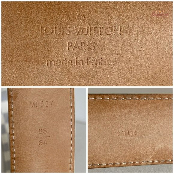 Authentic Louis Vuitton Damier Azur Canvas Leather Voyage Belt Size 85/34 M9837 main image 7